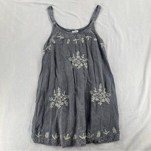 Women's Grey Embroidered Midi Dress